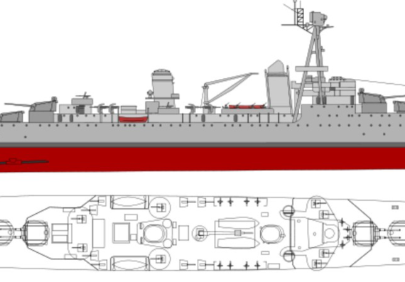 NMF Tourville [Light Cruiser] (1945) - drawings, dimensions, pictures